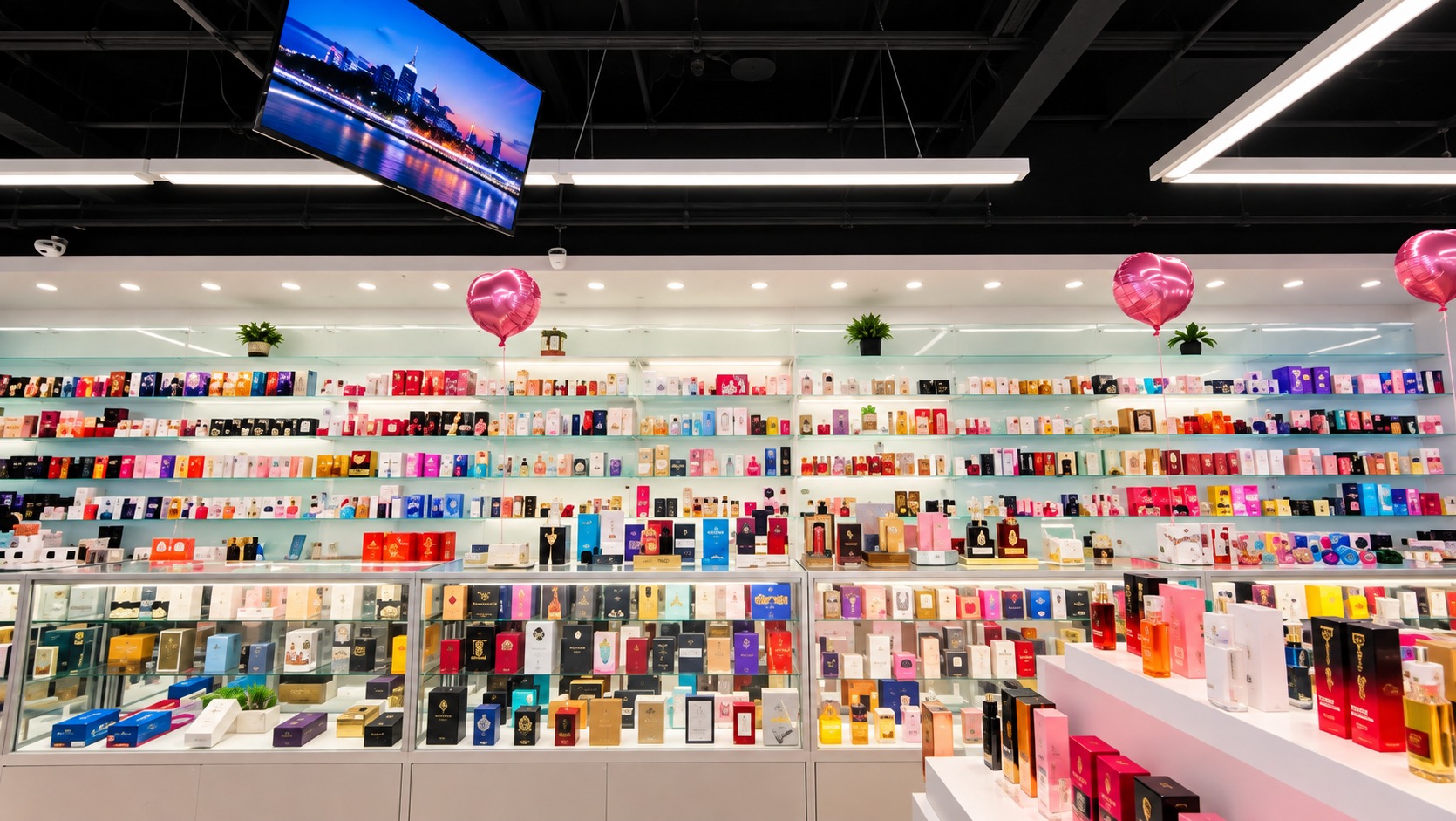 Seleção de perfumes no interior da Yes Mega Store