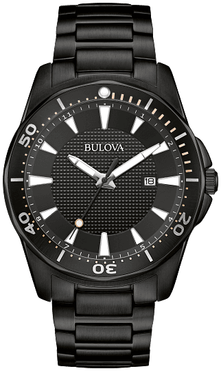Bulova Sport Quartz Black Dial Watch 98B463 42.5mm