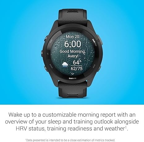 Garmin Forerunner 265 Running Smartwatch with Colorful AMOLED Display, Advanced Training Metrics & Recovery Insights - Black & Powder Gray