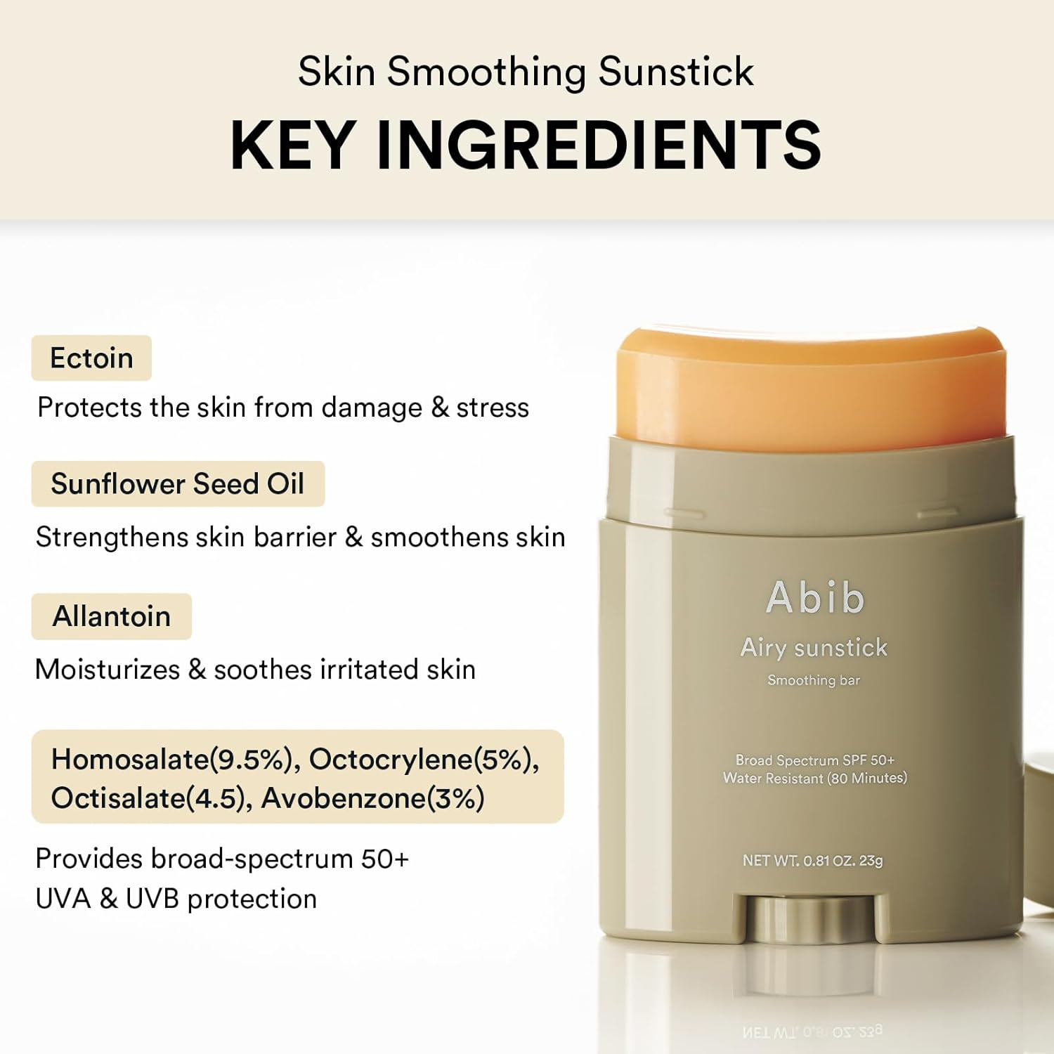 Abib Airy & Quick Sunstick DUO Broad Spectrum SPF50+ 1.58 oz / 45g (Semi-matte & Glowing)