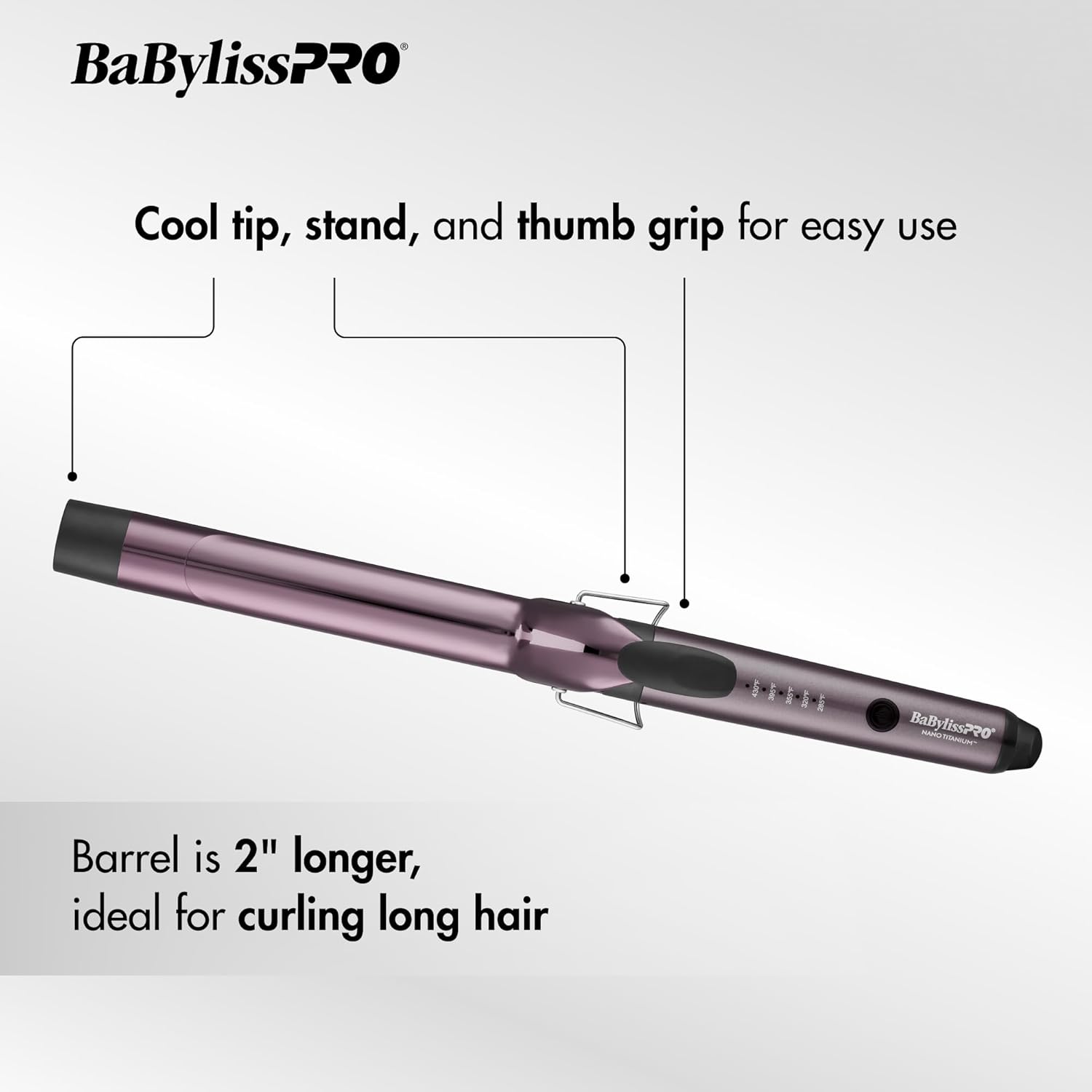 BaBylissPRO Nano Titanium Professional Curling Iron with Extended Barrel