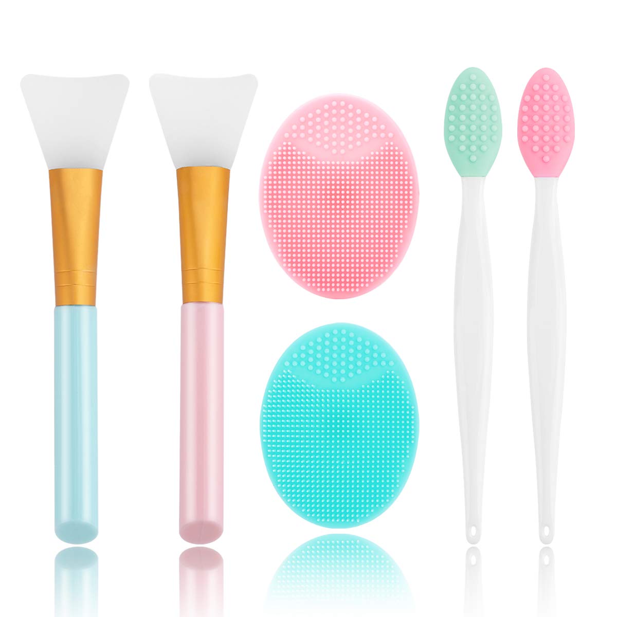 Silicone Face Scrubber & Mask Brush Set – 6 Pcs Skincare Tool Kit