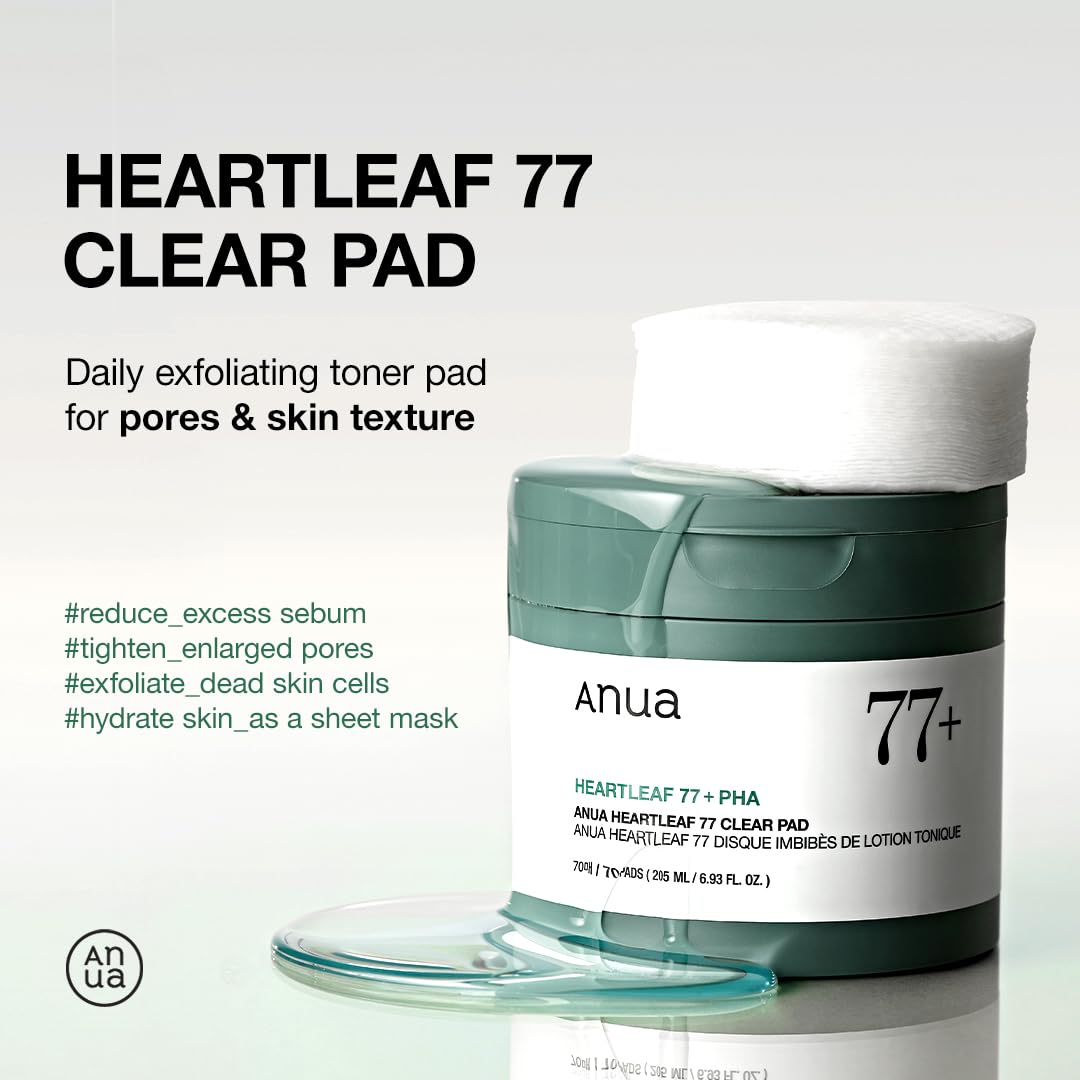 ANUA Heartleaf 77 Toner Pad, Mild Exfoliating Facial Pads