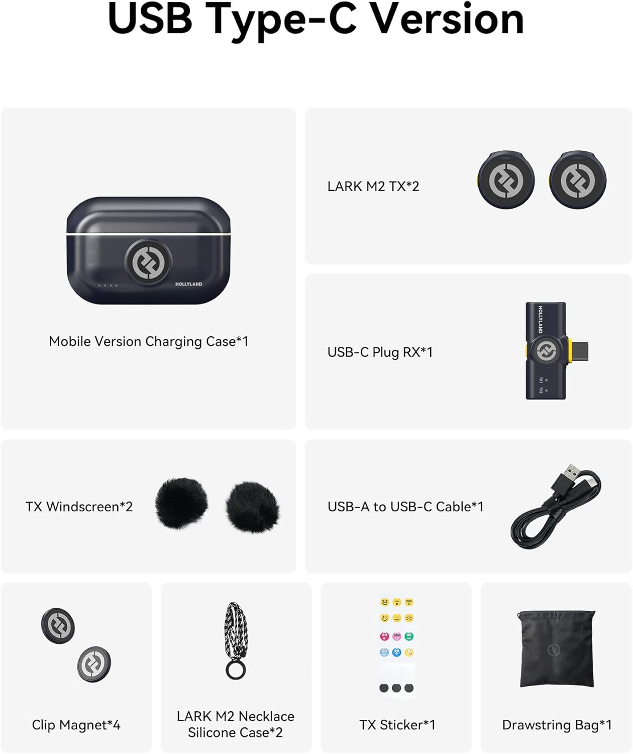 Hollyland Lark M2 Wireless Microphone for iPhone15/16/17&Android, USB C