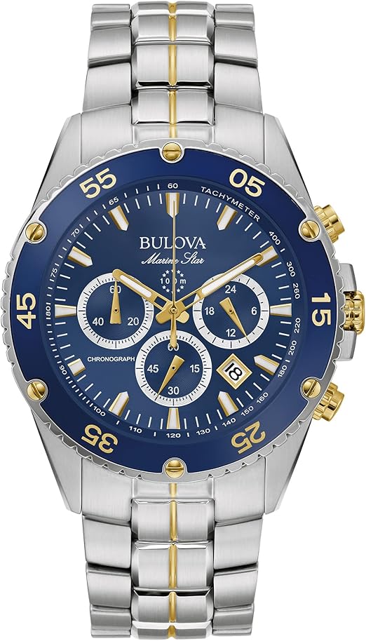 Bulova Marine Star 98B400 Blue Dial Two Tone Chronograph Quartz Watch