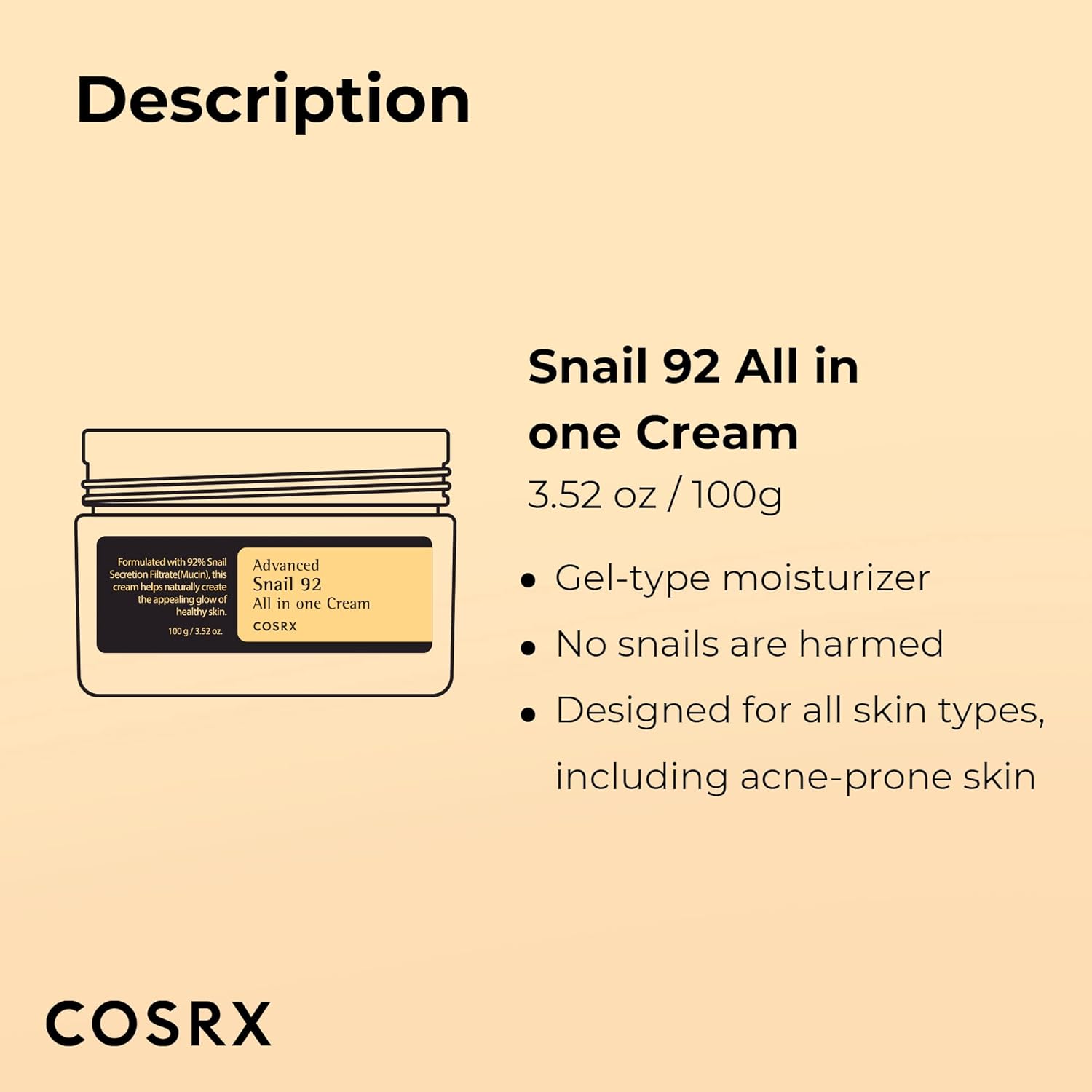 COSRX Advanced Snail 92 All In One Cream – 100g