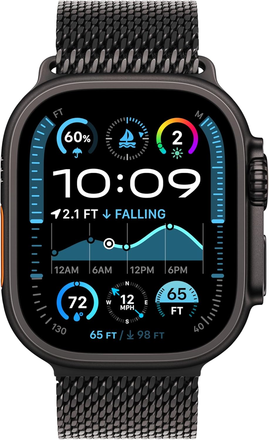 Apple Watch Ultra 2 GPS + Celular 49 mm Titanium Case with Black Titanium Milanese Loop