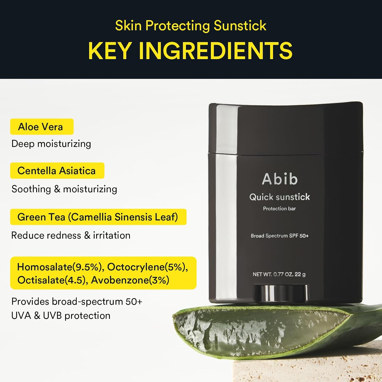 Abib Airy & Quick Sunstick DUO Broad Spectrum SPF50+ 1.58 oz / 45g (Semi-matte & Glowing)