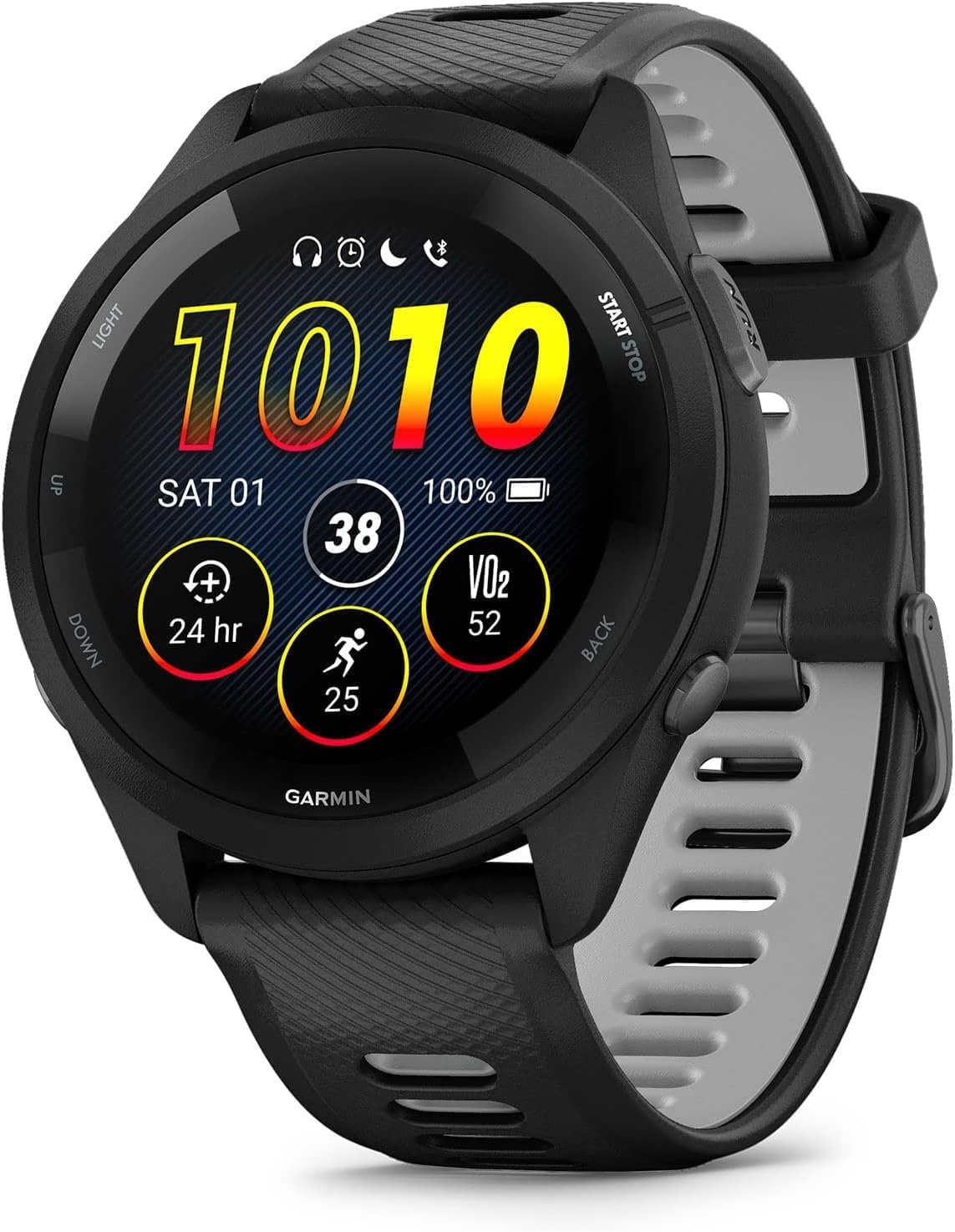 Garmin Forerunner 265 Running Smartwatch with Colorful AMOLED Display, Advanced Training Metrics & Recovery Insights - Black & Powder Gray