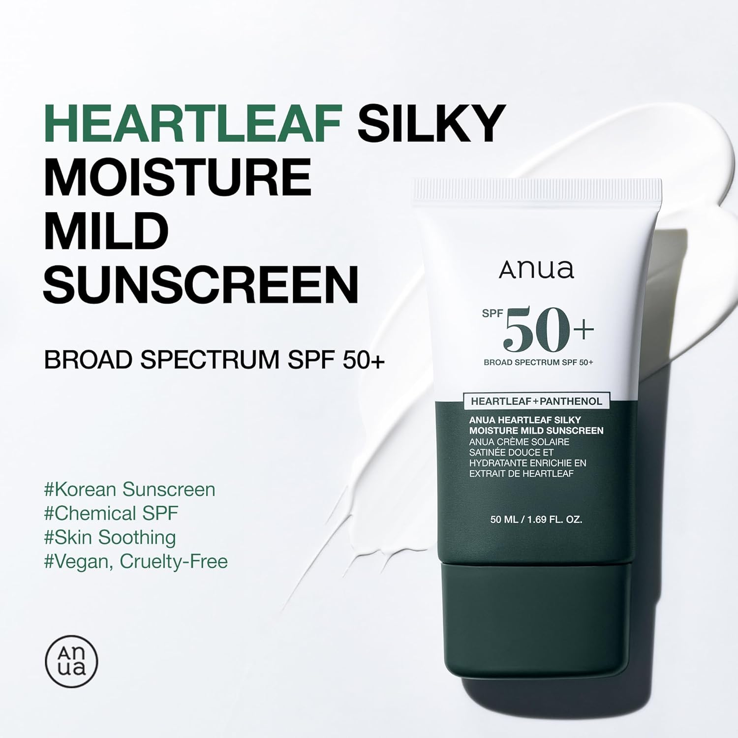 Anua Heartleaf Silky Moisture Mild Sunscreen SPF 50