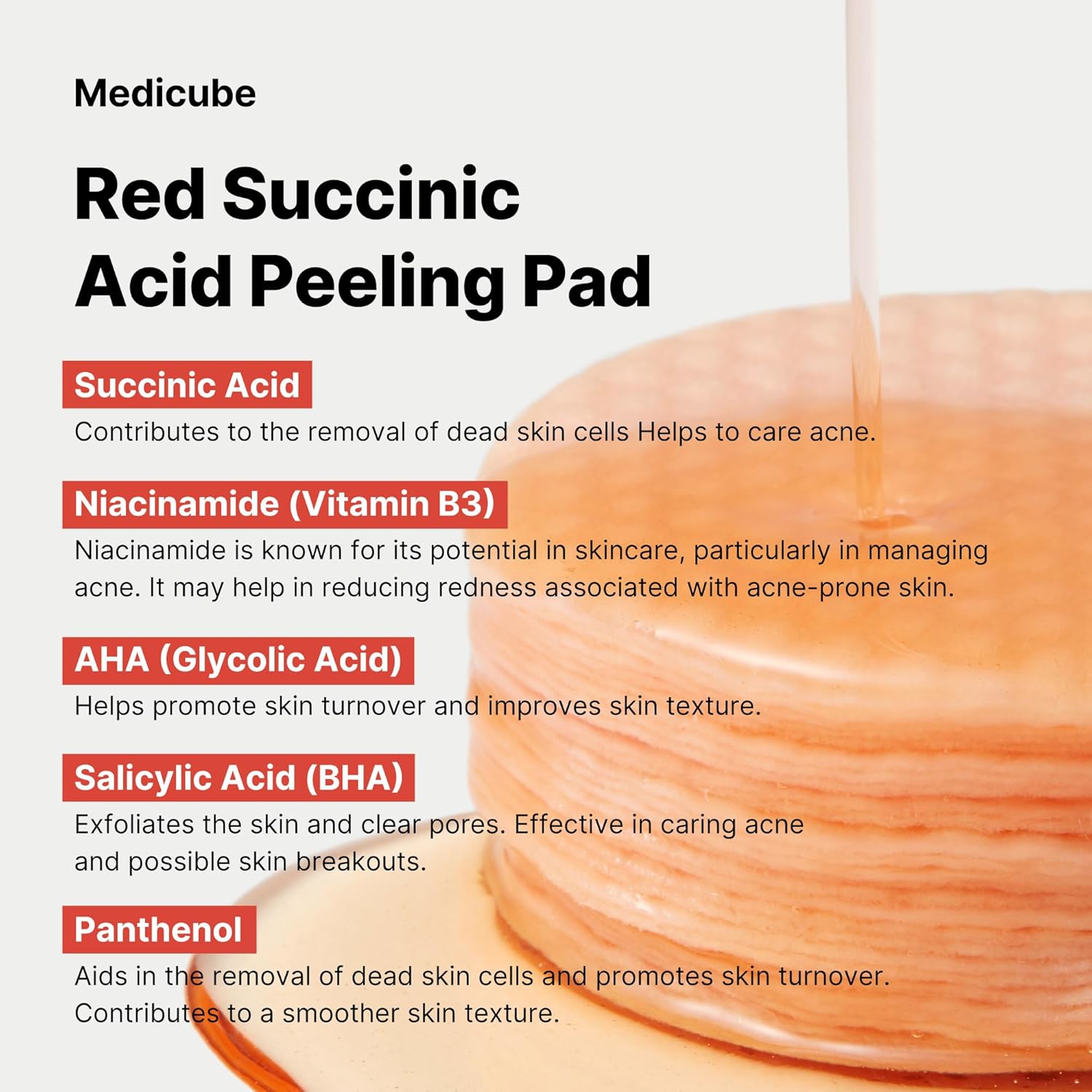 Medicube Red Succinic Acid Panthenol Facial Peeling Pads