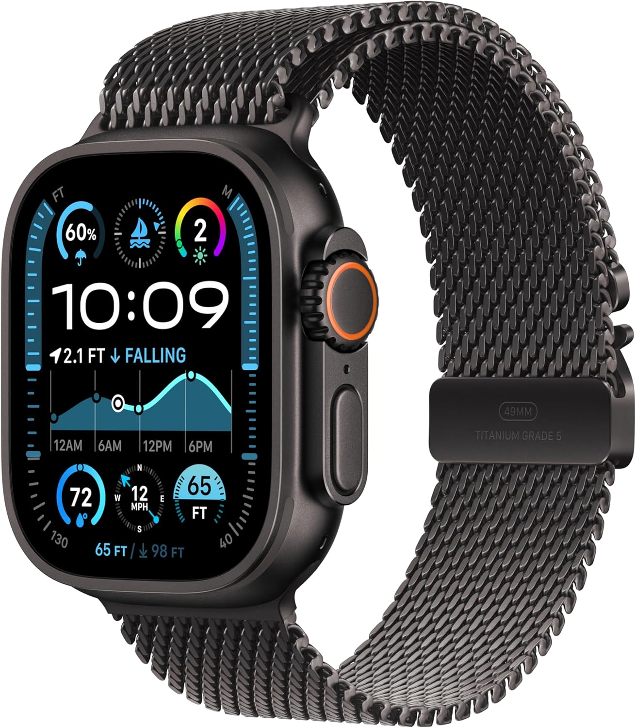 Apple Watch Ultra 2 GPS + Celular 49 mm Titanium Case with Black Titanium Milanese Loop