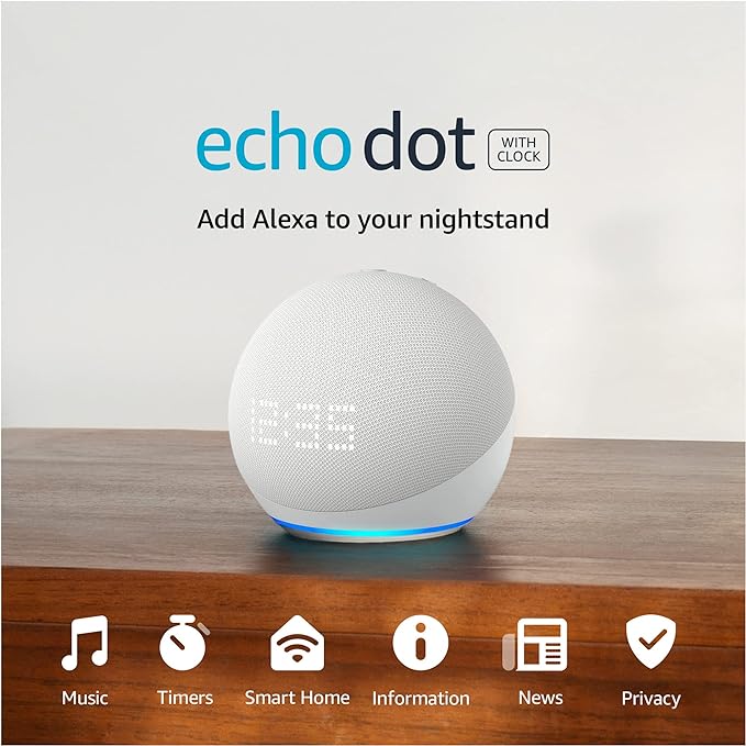 ALEXA 5TH Generation With Clock Echo Dot 