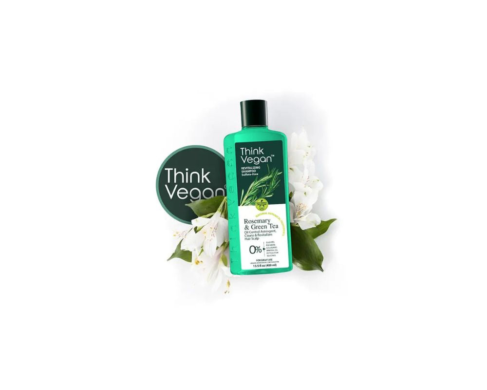 Think Vegan Rosemary & Green Tea - Revitalizing Shampoo - 400ml: Energize your hair - YesMegastore