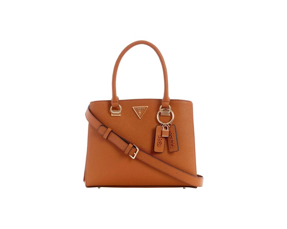 GUESS borsetta Noelle Girlfriend Satchel Light Cognac Purse: Casual and Chic