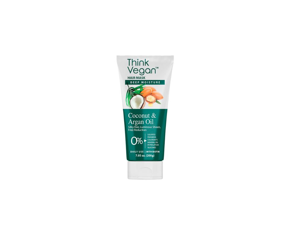 Think Vegan Hair Mask Deep Moisture Coconut & Argan Oil - 7.05oz: Nourish deeply, live naturally - YesMegastore