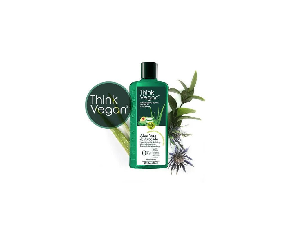 Think Vegan Aloe Vera & Avocado - Moisturizing Repair Shampoo - 400ml: Nature’s touch for deep hydration and repair - YesMegastore