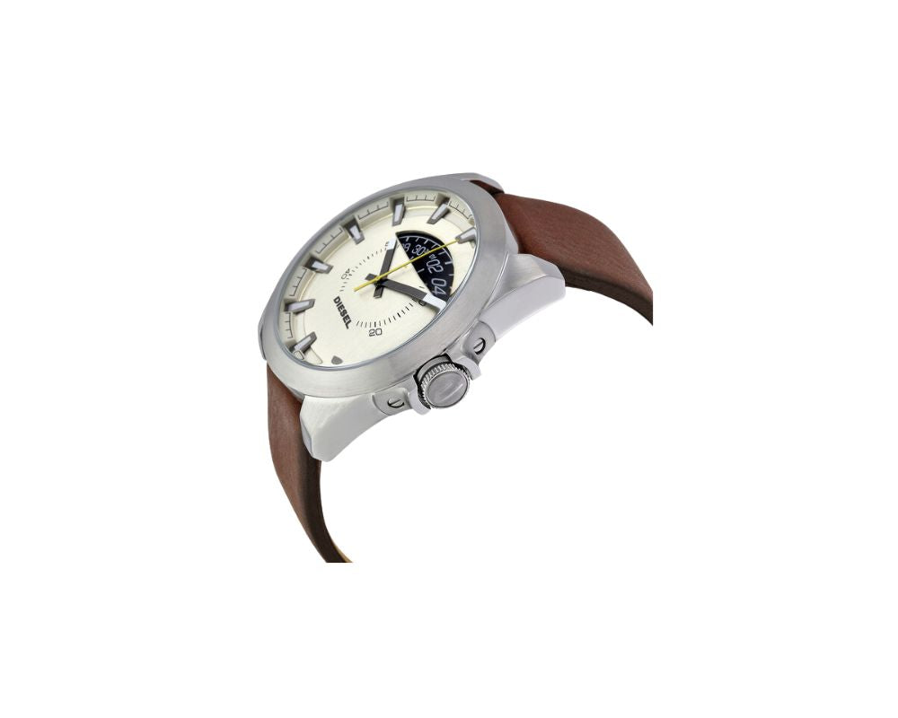 Diesel Arges Cream Dial Brown Leather DZ1690 Watch: A Bold Style