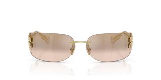 Sunglasses Miu Miu 0MU A51S 5AK20P75 - Gold w/ Light Brown Mirror - YesMegastore